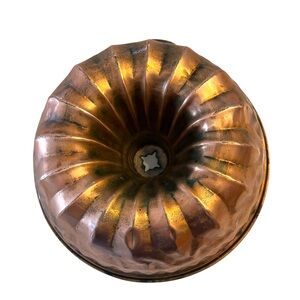 Rare Copper Antique Farmhouse Aspic Ring Mold or Bundt Pan